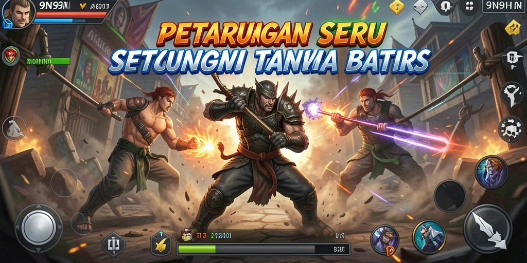 Screenshot gameplay 9N9N menampilkan pertarungan yang intens dan menegangkan.