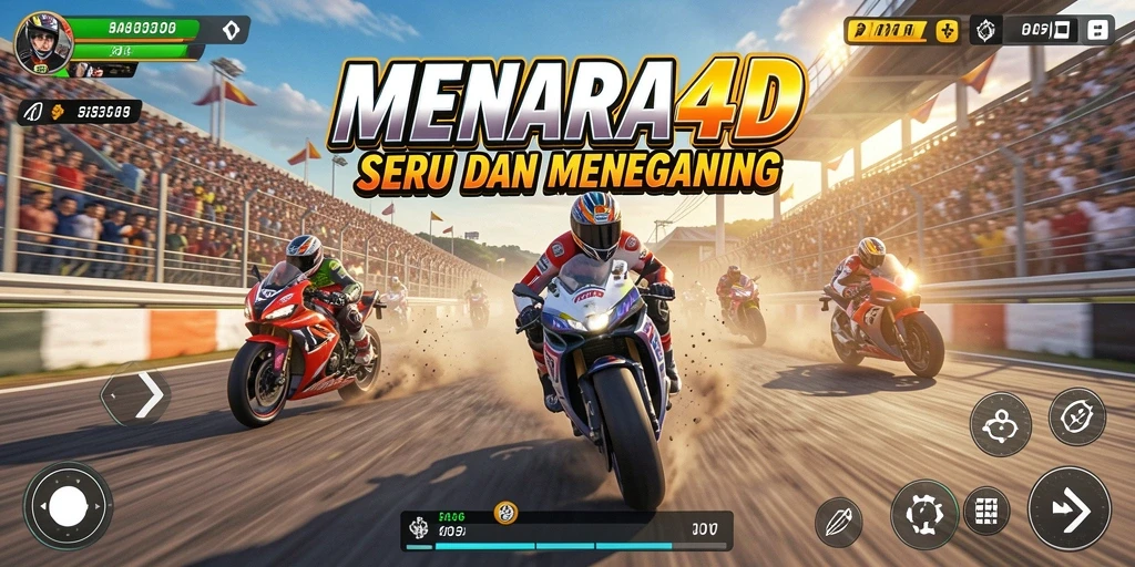 Tampilan aksi balap motor yang seru di MENARA4D.