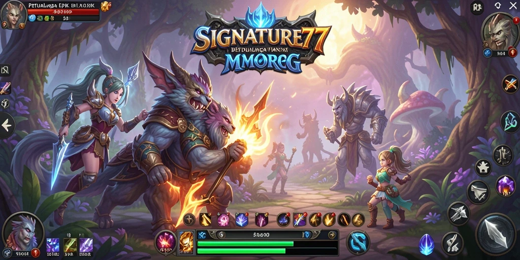 Screenshot SIGNATURE77 menampilkan aksi epik dalam permainan MMORPG.
