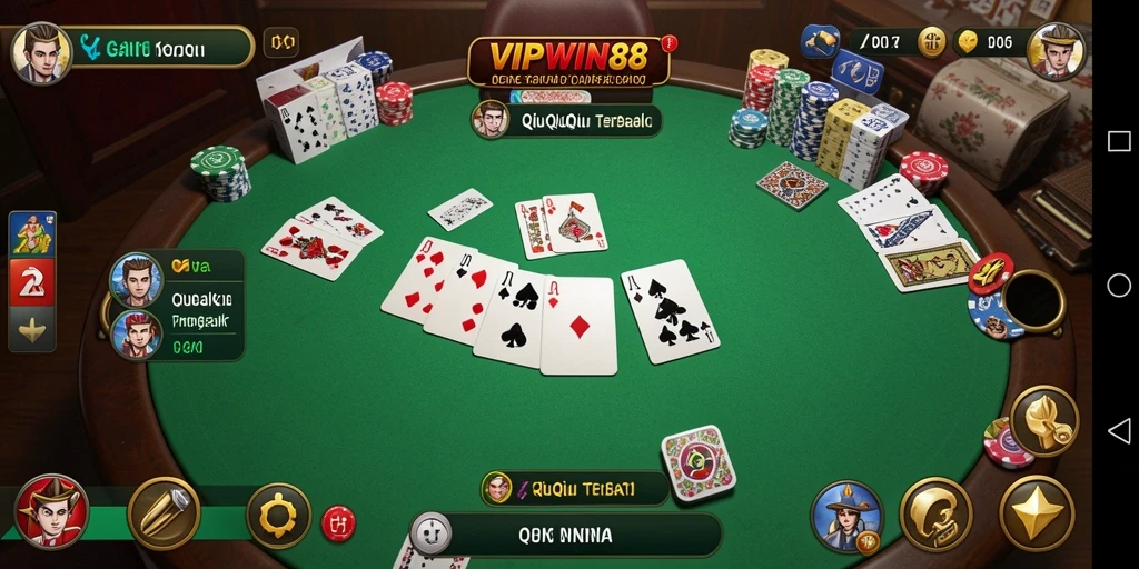 Gameplay seru dalam aplikasi VIPWIN88 yang menampilkan kartu QiuQiu.